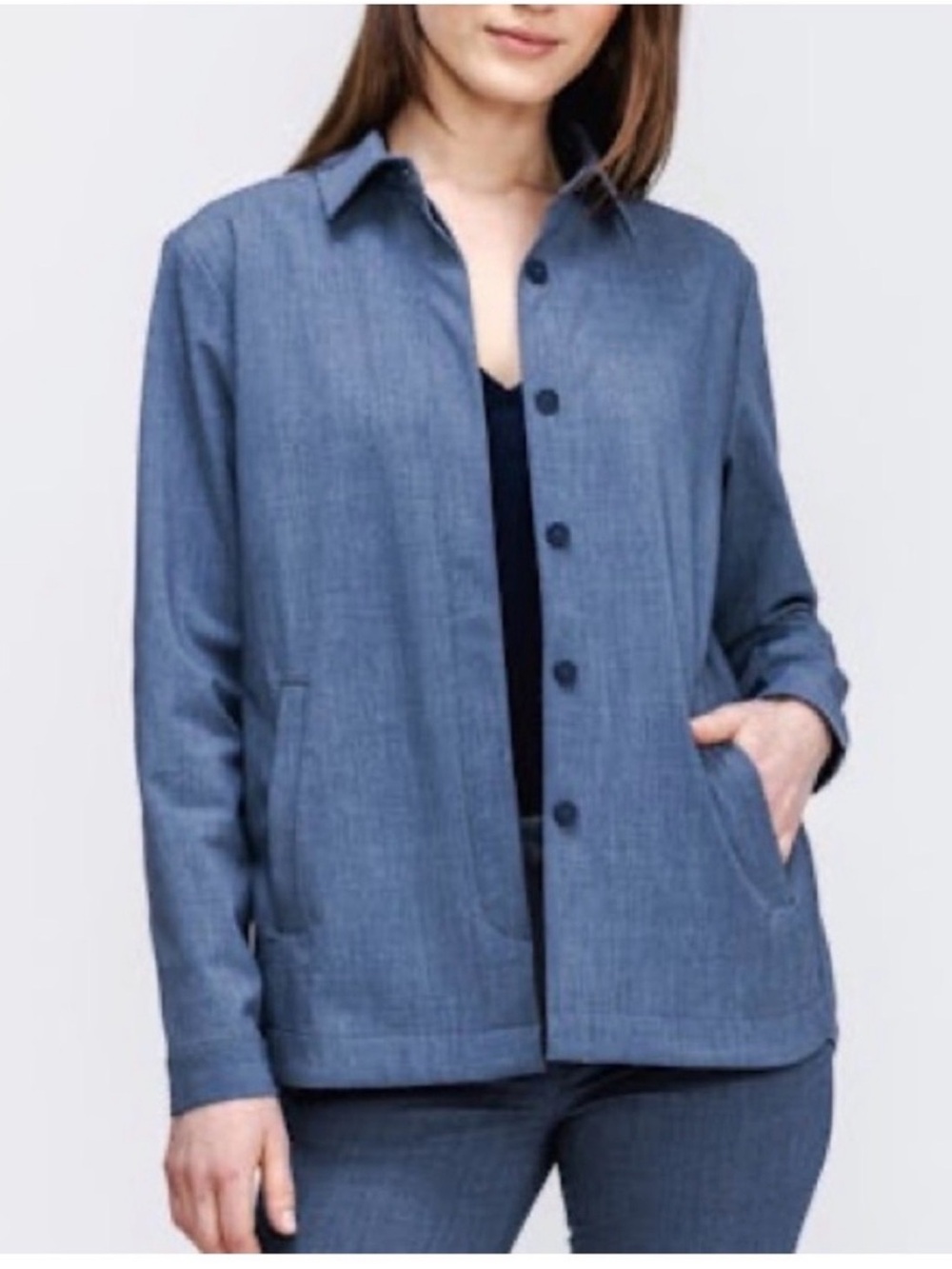 Ministry of Supply Blue Button-Front Long Sleeve Velocity Shirt Jacket Sz. M